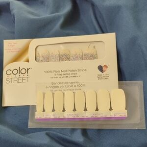 Color Street Cream Nail Strips with Multicolor Glitter